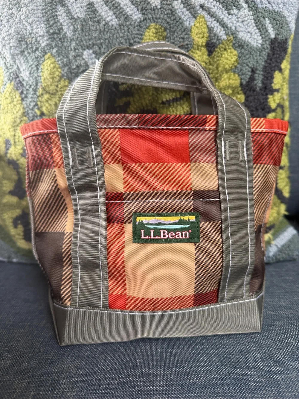 L.L. Bean Apple Cinnamon Plaid Mini Tote
